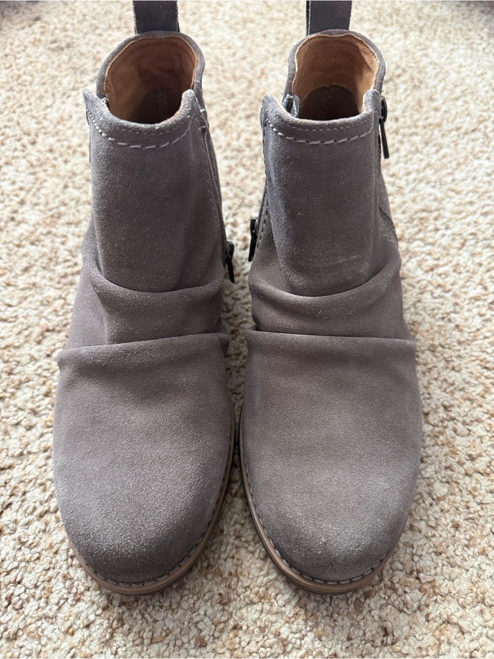 Clarks Taupe Suede Ankle Booties